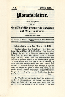 Monatsbl&auml;tter Jhrg. 28, H. 1 (1914)