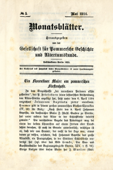 Monatsblätter Jhrg. 28, H. 5 (1914)