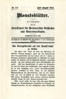Monatsbl&auml;tter Jhrg. 28, H. 7/8 (1914)