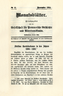 Monatsbl&auml;tter Jhrg. 28, H. 11 (1914)