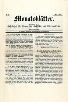 Monatsbl&auml;tter Jhrg. 29, H. 4 (1915)