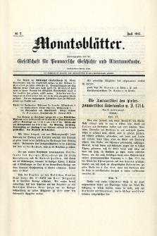 Monatsblätter Jhrg. 29, H. 7 (1915)