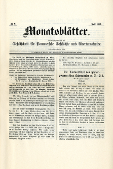 Monatsbl&auml;tter Jhrg. 29, H. 7 (1915)