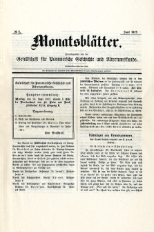 Monatsblätter Jhrg. 31, H. 6 (1917)
