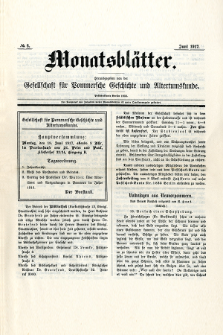 Monatsbl&auml;tter Jhrg. 31, H. 6 (1917)