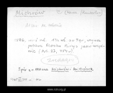Michr&oacute;w. Files of Tarczyn disitrict in the Middle Ages. Files of Historico-Geographical Dictionary of Masovia in the Middle Ages