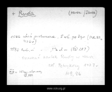 Ruda. Files of Tarczyn disitrict in the Middle Ages. Files of Historico-Geographical Dictionary of Masovia in the Middle Ages