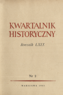 Kwartalnik Historyczny. R. 69 nr 2 (1962), Strony tytułowe, Spis treści
