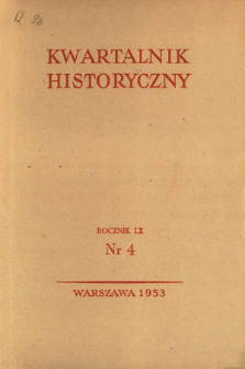 Kwartalnik Historyczny R. 60 nr 4 (1953), Title pages, Contents