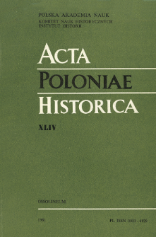 Acta Poloniae Historica. T. 44 (1981), Strony tytułowe, Spis treści