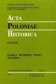 Acta Poloniae Historica. T. 77 (1998), Strony tytułowe, Spis treści