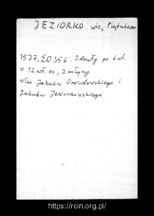 Jeziorko. Files of Wizna district in the Middle Ages. Files of Historico-Geographical Dictionary of Masovia in the Middle Ages