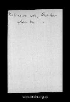 Kalinowo. Files of Wizna district in the Middle Ages. Files of Historico-Geographical Dictionary of Masovia in the Middle Ages