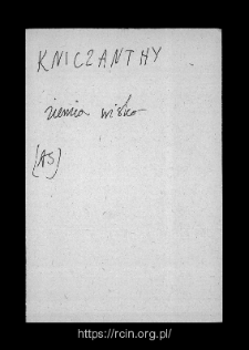 Kniczanthy. Files of Wizna district in the Middle Ages. Files of Historico-Geographical Dictionary of Masovia in the Middle Ages