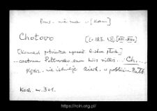 Chotowo. Files of Kamienczyk district in the Middle Ages. Files of Historico-Geographical Dictionary of Masovia in the Middle Ages