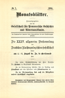 Monatsbl&auml;tter Jhrg. 18, H. 7 (1904)