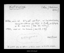 Kotowice. Files of Blonie district in the Middle Ages. Files of Historico-Geographical Dictionary of Masovia in the Middle Ages