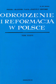 Odrodzenie i Reformacja w Polsce T. 36 (1992), Title pages, Contents