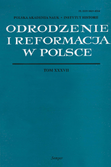 Odrodzenie i Reformacja w Polsce T. 37 (1993), Strony tytułowe, Spis treści
