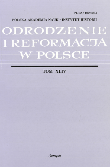 Odrodzenie i Reformacja w Polsce T. 44 (2000), Strony tytułowe, Spis treści