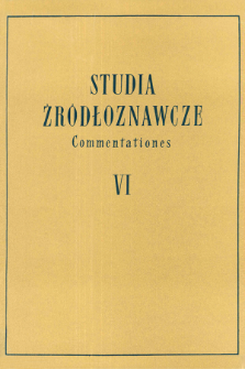 Studia Źródłoznawcze = Commentationes T. 6 (1961), Zapiski krytyczne i sprawozdania