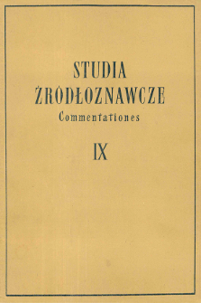 Studia Źródłoznawcze = Commentationes T. 9 (1964), Komunikaty