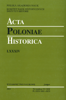 Acta Poloniae Historica. T. 84 (2001), Title pages, Contents