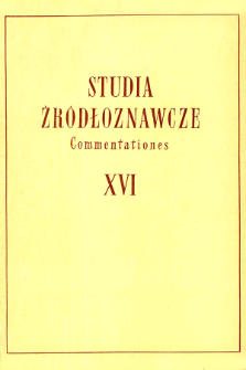 Studia Źródłoznawcze = Commentationes T. 16 (1971), Title pages, Contents