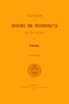 Anzeiger der Akademie der Wissenschaften in Krakau. No 1 Januar (1893)