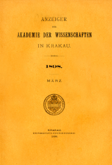 Anzeiger der Akademie der Wissenschaften in Krakau. No 3 März (1898)