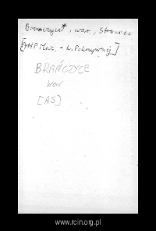 Brańczyce. Files of Warka district in the Middle Ages. Files of Historico-Geographical Dictionary of Masovia in the Middle Ages
