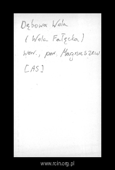 Dębowola. Files of Warka district in the Middle Ages. Files of Historico-Geographical Dictionary of Masovia in the Middle Ages