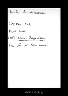 Wola Rozniszewska. Kartoteka powiatu wareckiego w średniowieczu. Kartoteka Słownika historyczno-geograficznego Mazowsza w średniowieczu