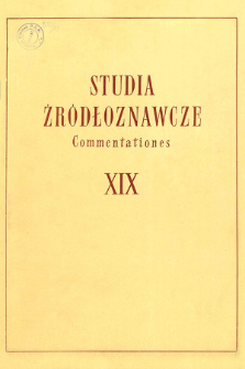Studia Źr&oacute;dłoznawcze = Commentationes T. 19 (1974), Title pages, Contents