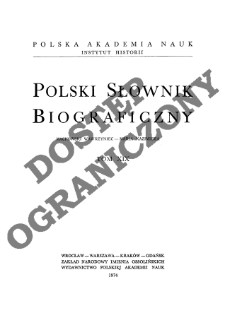 Polski słownik biograficzny T. 19 (1974), Machowski Wawrzyniec - Maria Kazimiera, Część wstepna