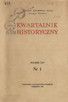 Kwartalnik Historyczny R. 65 nr 1 (1958), Title pages, Contents