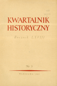 Kwartalnik Historyczny R. 68 nr 3 (1961), Strony tytułowe, Spis treści