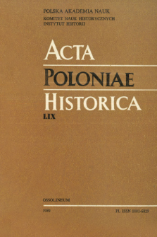 Acta Poloniae Historica. T. 59 (1989), Title pages, Contents