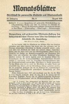 Monatsbl&auml;tter Jhrg. 53, H. 8 (1939)