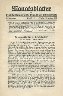 Monatsbl&auml;tter Jhrg. 54, H. 10-12 (1940)