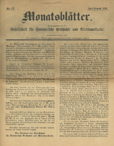 Monatsbl&auml;tter Jhrg. 35, H. 7/8 (1921)