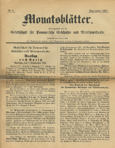 Monatsblätter Jhrg. 35, H. 9 (1921)
