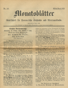 Monatsblätter Jhrg. 36, H. 3/4 (1922)
