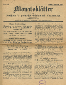 Monatsblätter Jhrg. 37, H. 1/2 (1923)