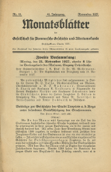 Monatsblätter Jhrg. 41, H. 11 (1927)