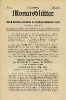 Monatsbl&auml;tter Jhrg. 43, H. 7 (1929)
