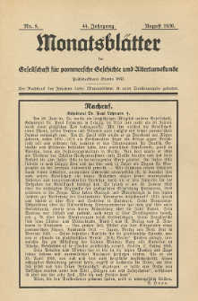 Monatsbl&auml;tter Jhrg. 44, H. 8 (1930)