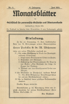 Monatsblätter Jhrg. 45, H. 6 (1931)