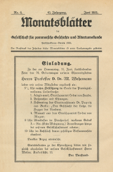 Monatsbl&auml;tter Jhrg. 45, H. 6 (1931)
