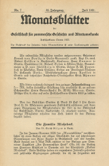 Monatsbl&auml;tter Jhrg. 45, H. 7 (1931)